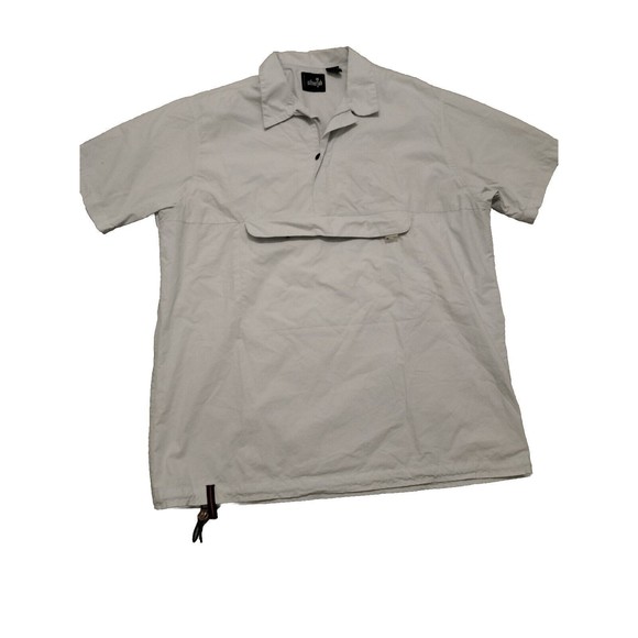 Levi's SilverTab Button Shirt White/Beige Short Sleeve Men XL Hidden Pocket - Picture 1 of 9
